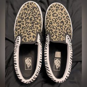 Vans big kids size 6 cheetah and zebra print.